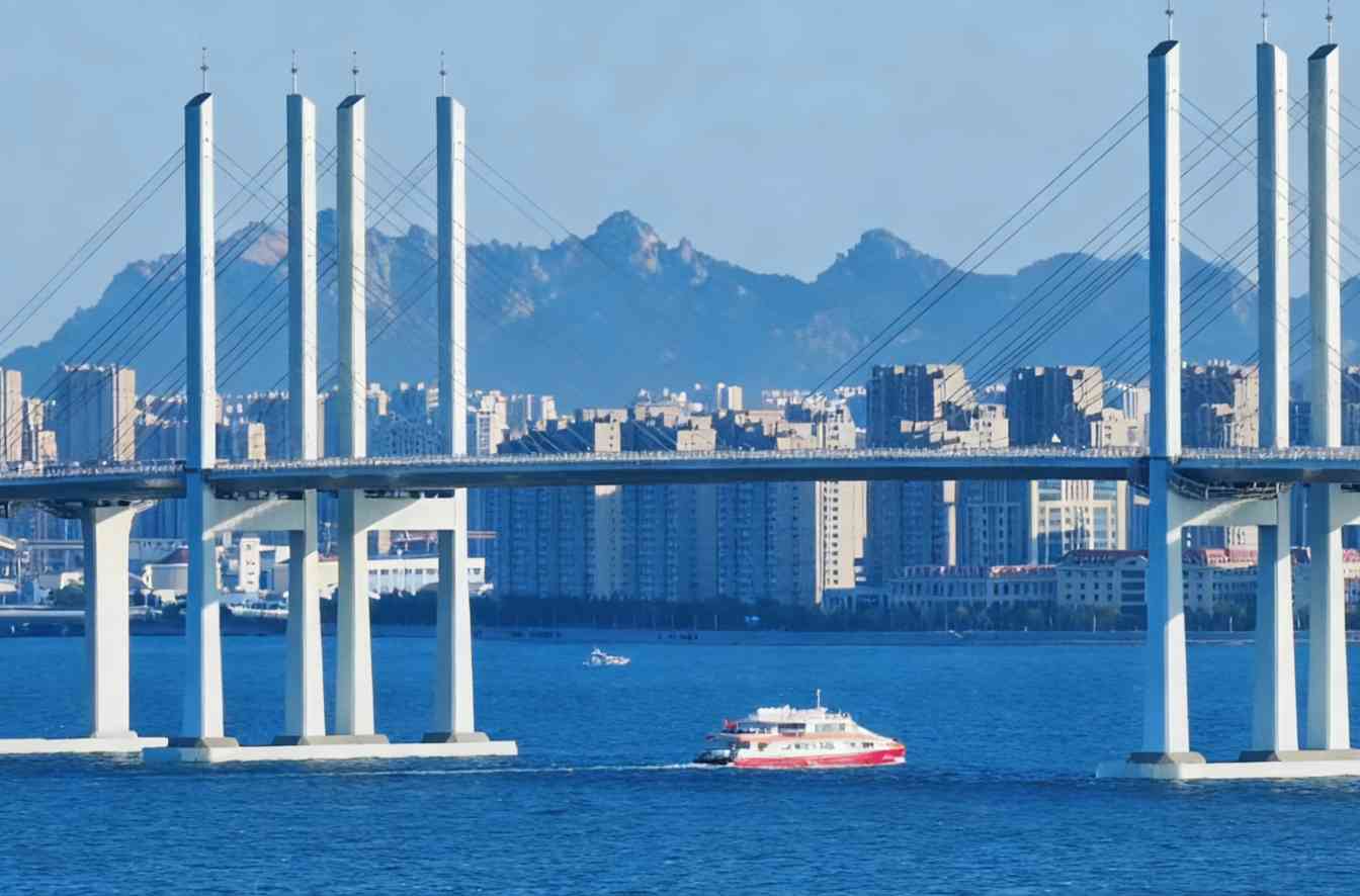 图为游船穿越胶州湾跨海大桥 主办方 供图