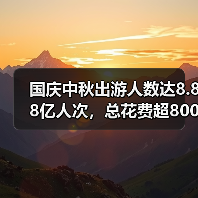 国庆中秋出游人数达8.88亿人次,总花费超8000亿元(图1) 国庆中秋出游人数达8.88亿人次,总花费超8000亿元(图1)